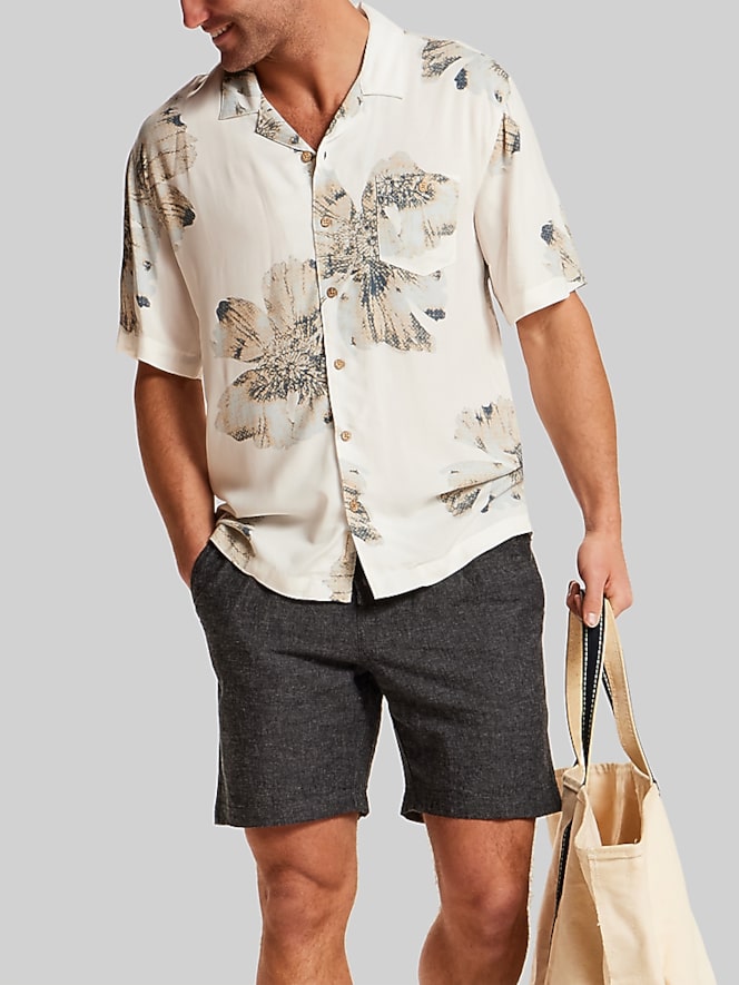 Weatherproof Vintage Regular Fit Short Sleeve Camp Shirt, Sand - Image 3 of 4