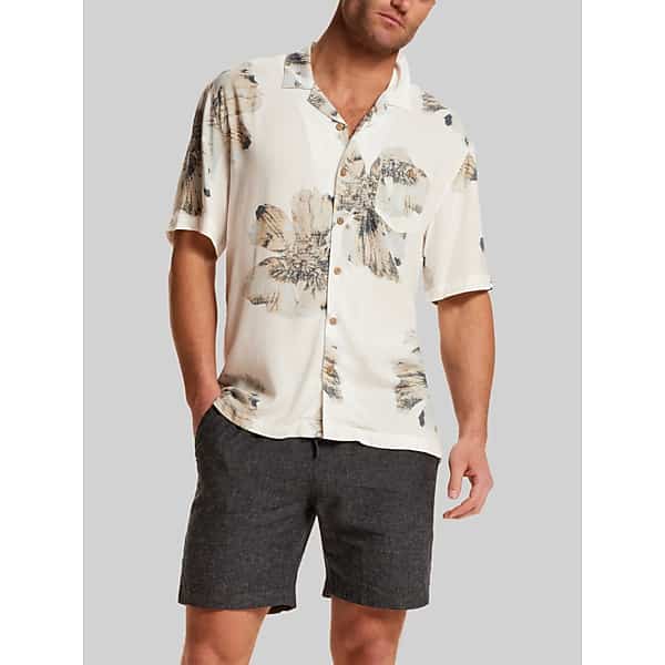 Weatherproof Vintage Men's Regular Fit Short Sleeve Camp Shirt Sand - Size: Large