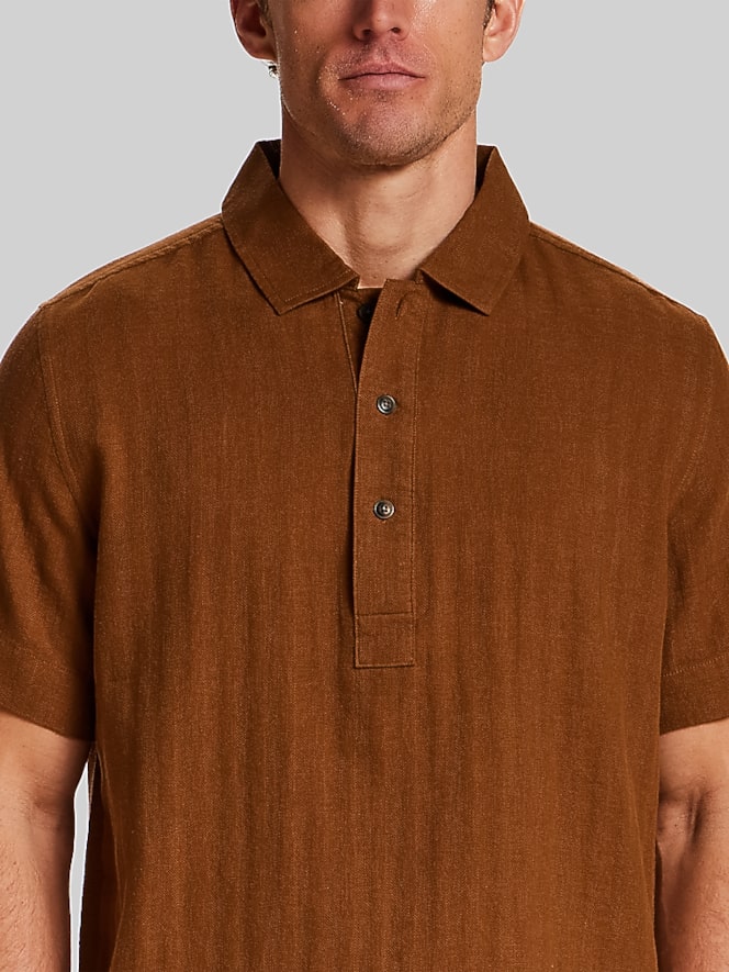 Weatherproof Vintage Regular Fit Herringbone Woven Short Sleeve Shirt