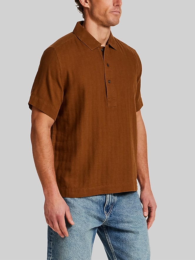 Weatherproof Vintage Regular Fit Herringbone Woven Short Sleeve Shirt