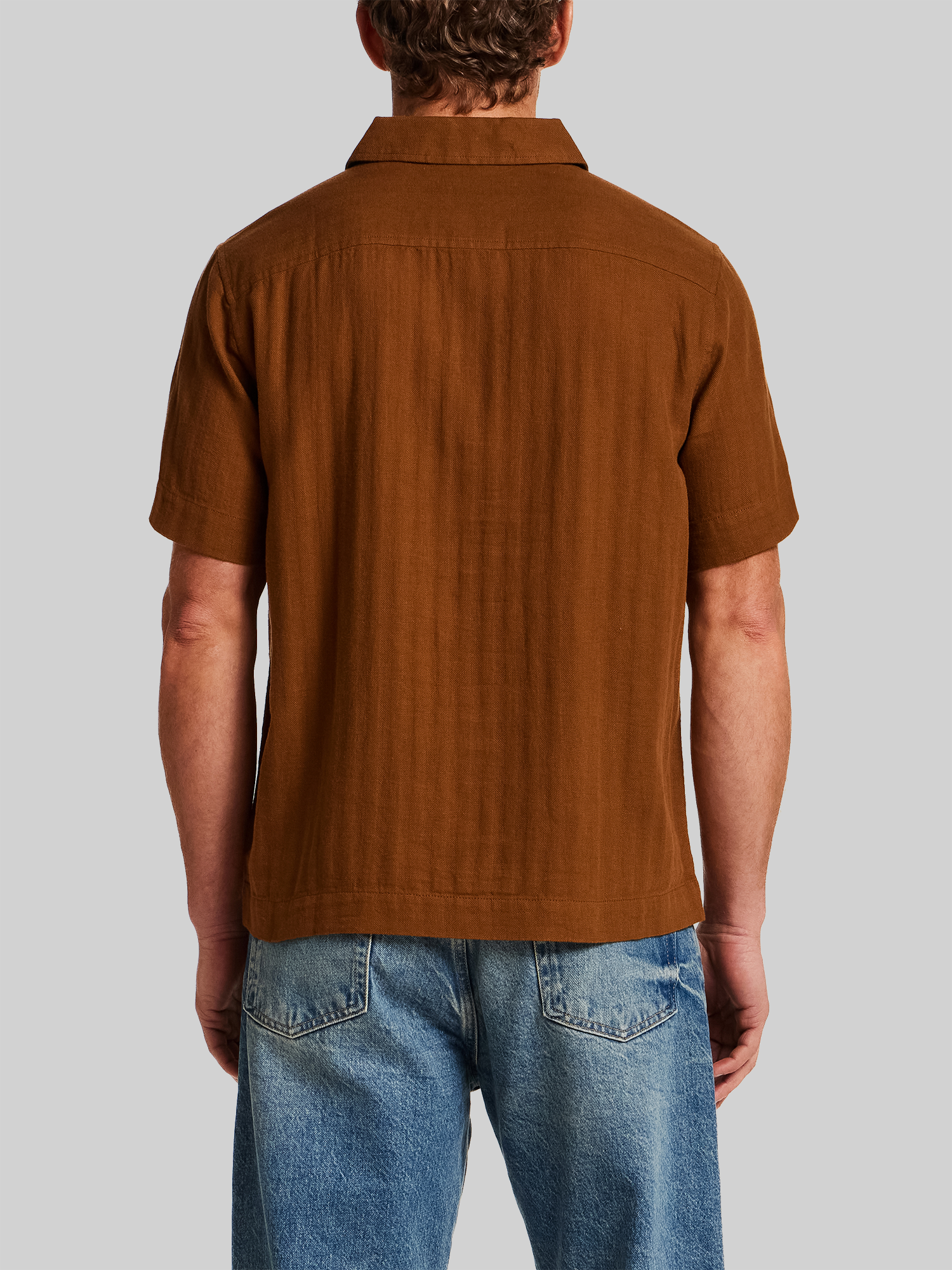 Regular Fit Herringbone Woven Short Sleeve Shirt