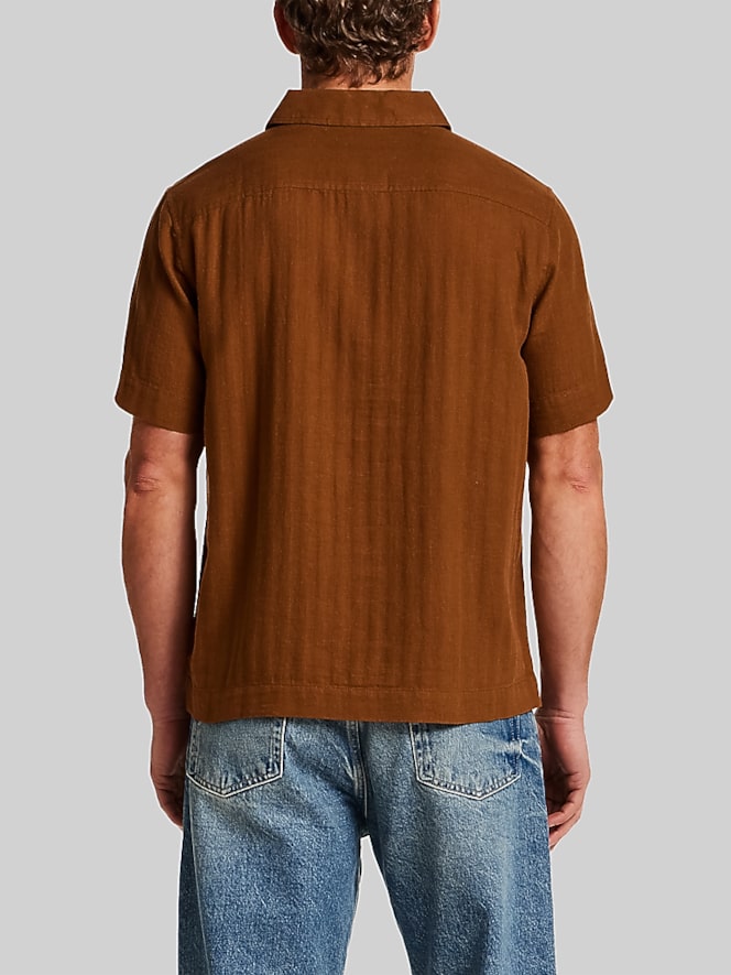 Weatherproof Vintage Regular Fit Herringbone Woven Short Sleeve Shirt