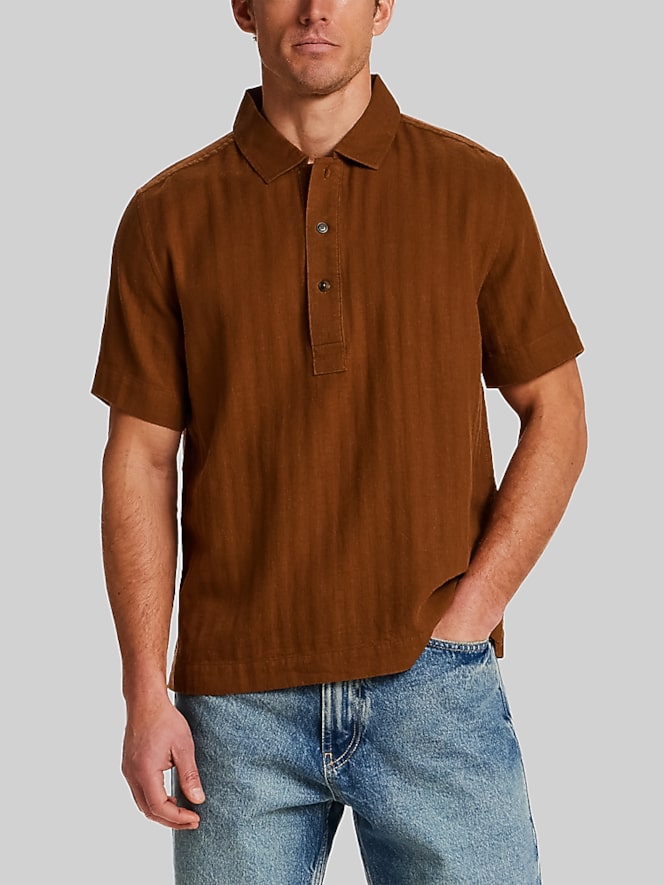 Weatherproof Vintage Regular Fit Herringbone Woven Short Sleeve Shirt
