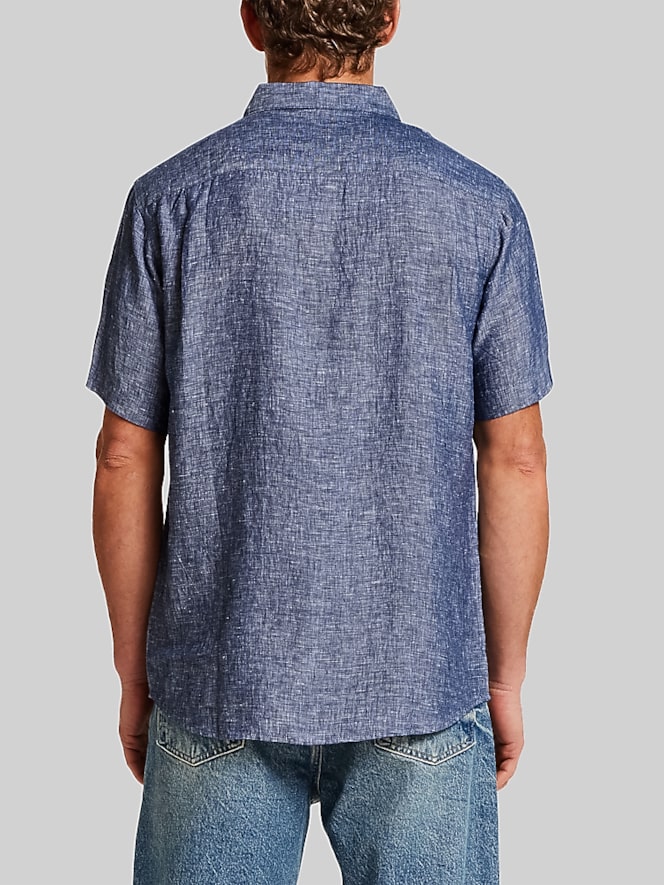 Weatherproof Vintage Regular Fit Solid Linen Woven Short Sleeve Shirt