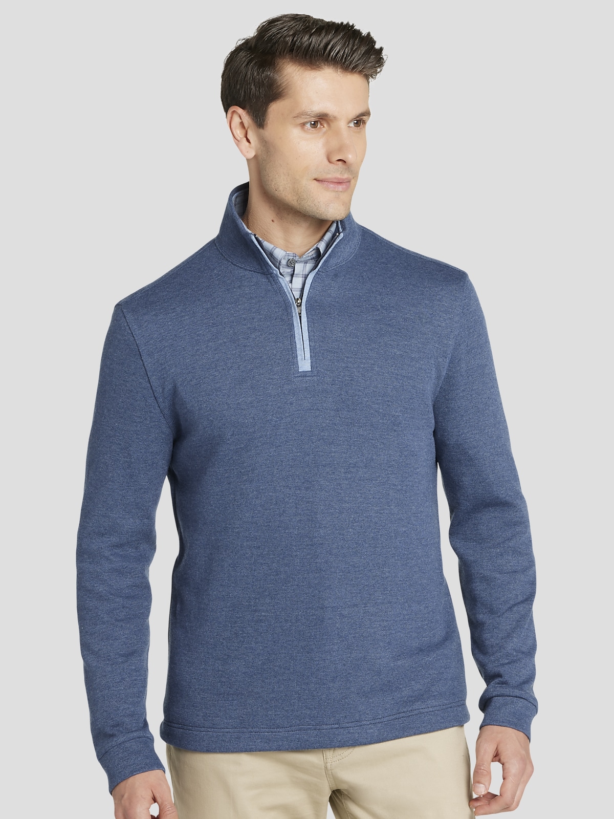 Joseph Abboud Modern Fit French Rib 1 4 Zip Sweater Quarter Zip Men s Wearhouse