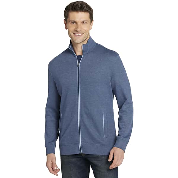 Joseph Abboud Men's Modern Fit Full Zip Performance Sweater Navy - Size: Medium