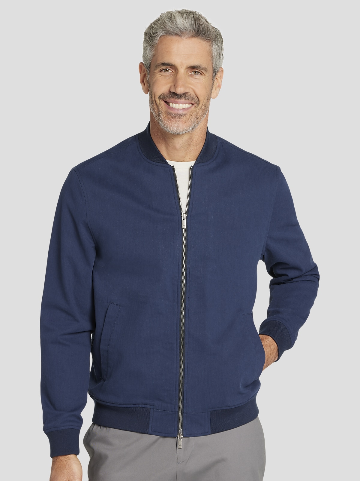 Joseph Abboud Modern Fit Herringbone Soft Bomber Jacket Soft Jackets Men s Wearhouse