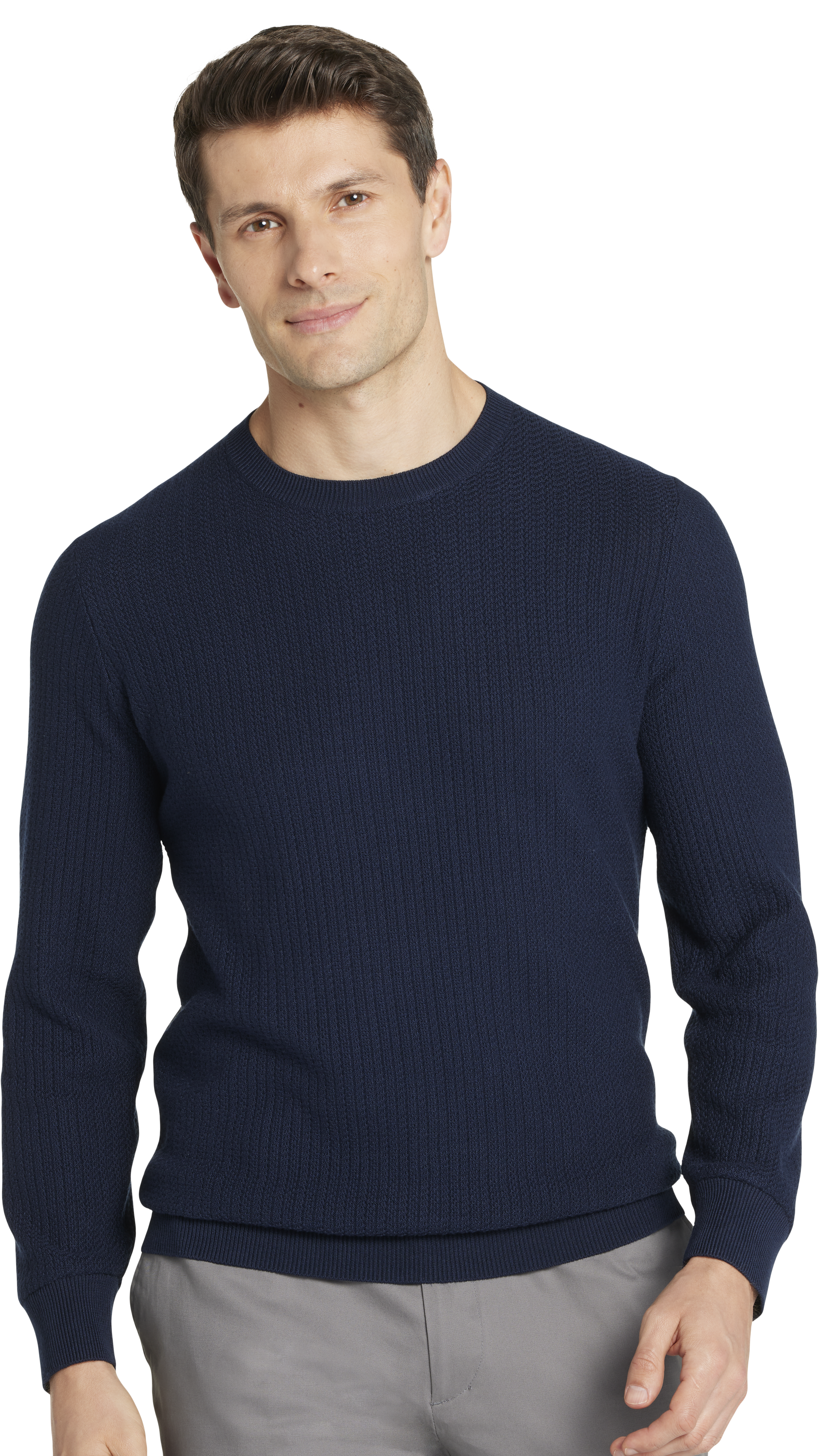 Modern Fit Textured Crew Neck