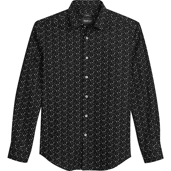 Awearness Kenneth Cole Big & Tall Men's Slim Fit Circle Galaxy Sport Shirt Black - Size: 1X