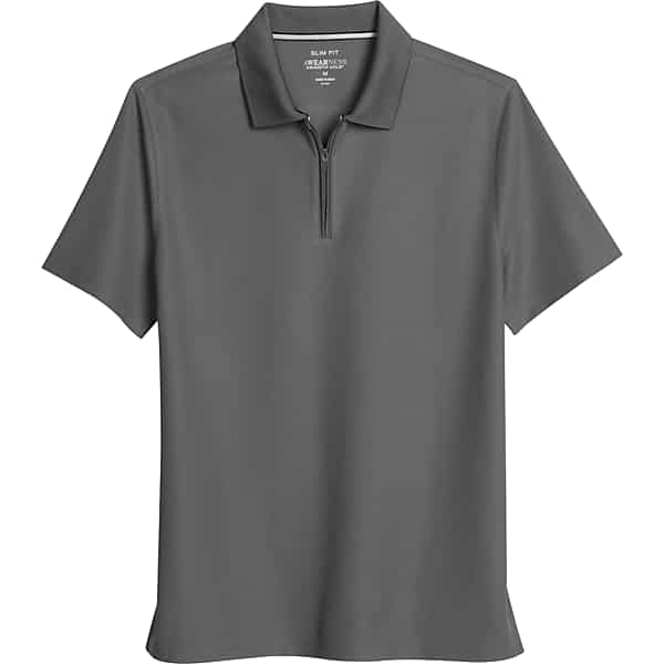 Awearness Kenneth Cole Big & Tall Men's Slim Fit Zip Placket Polo Shirt Med Grey - Size: 4XLT