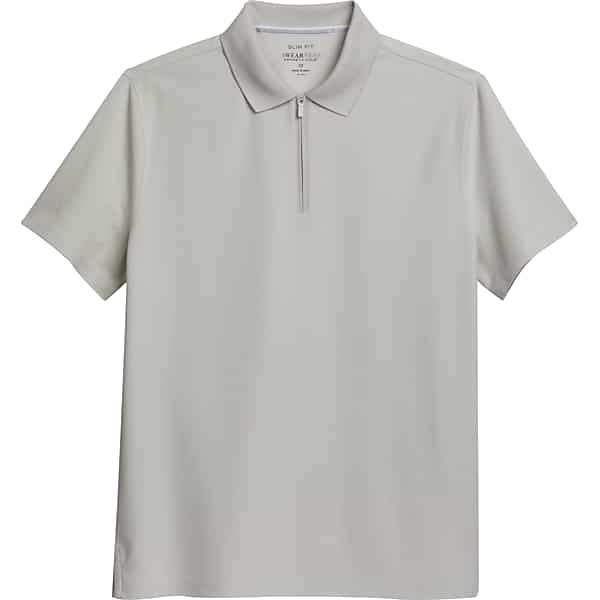 Awearness Kenneth Cole Men's Slim Fit Zip Placket Polo Shirt Light Grey - Size: XL