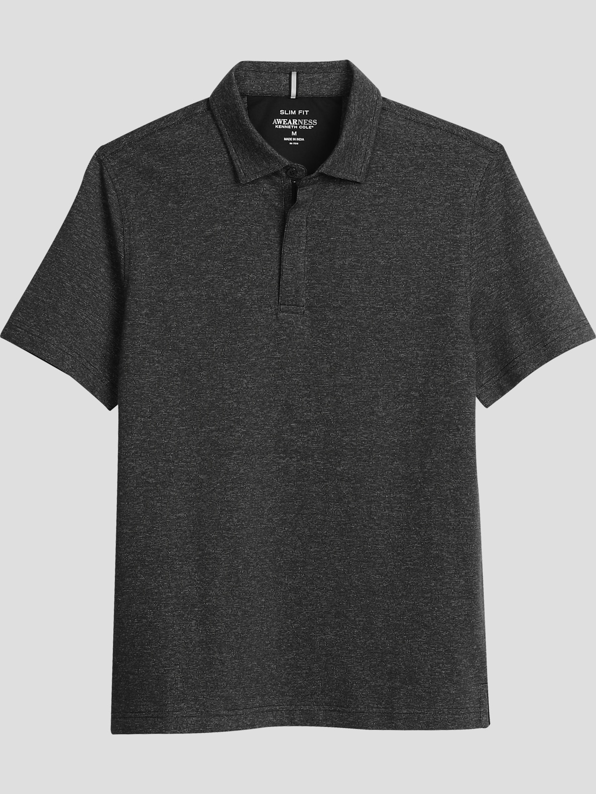 Awearness Kenneth Cole Slim Fit Heathered Zip Polo Polo Shirts Men s Wearhouse