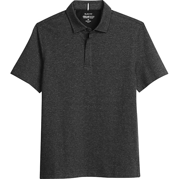 Awearness Kenneth Cole Big & Tall Men's Slim Fit Heathered Zip Polo Black - Size: 1X