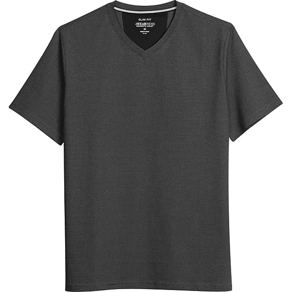 Awearness Kenneth Cole Big & Tall Men's Slim Fit V-Neck Jacquard T-Shirt Black - Size: XXL