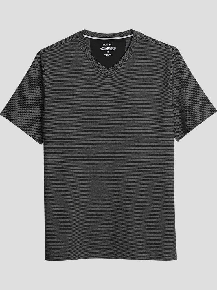 Awearness Kenneth Cole Slim Fit V-Neck Jacquard T-Shirt | T