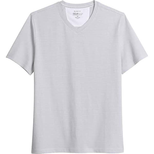 Awearness Kenneth Cole Men's Slim Fit V-Neck Jacquard T-Shirt White - Size: Medium
