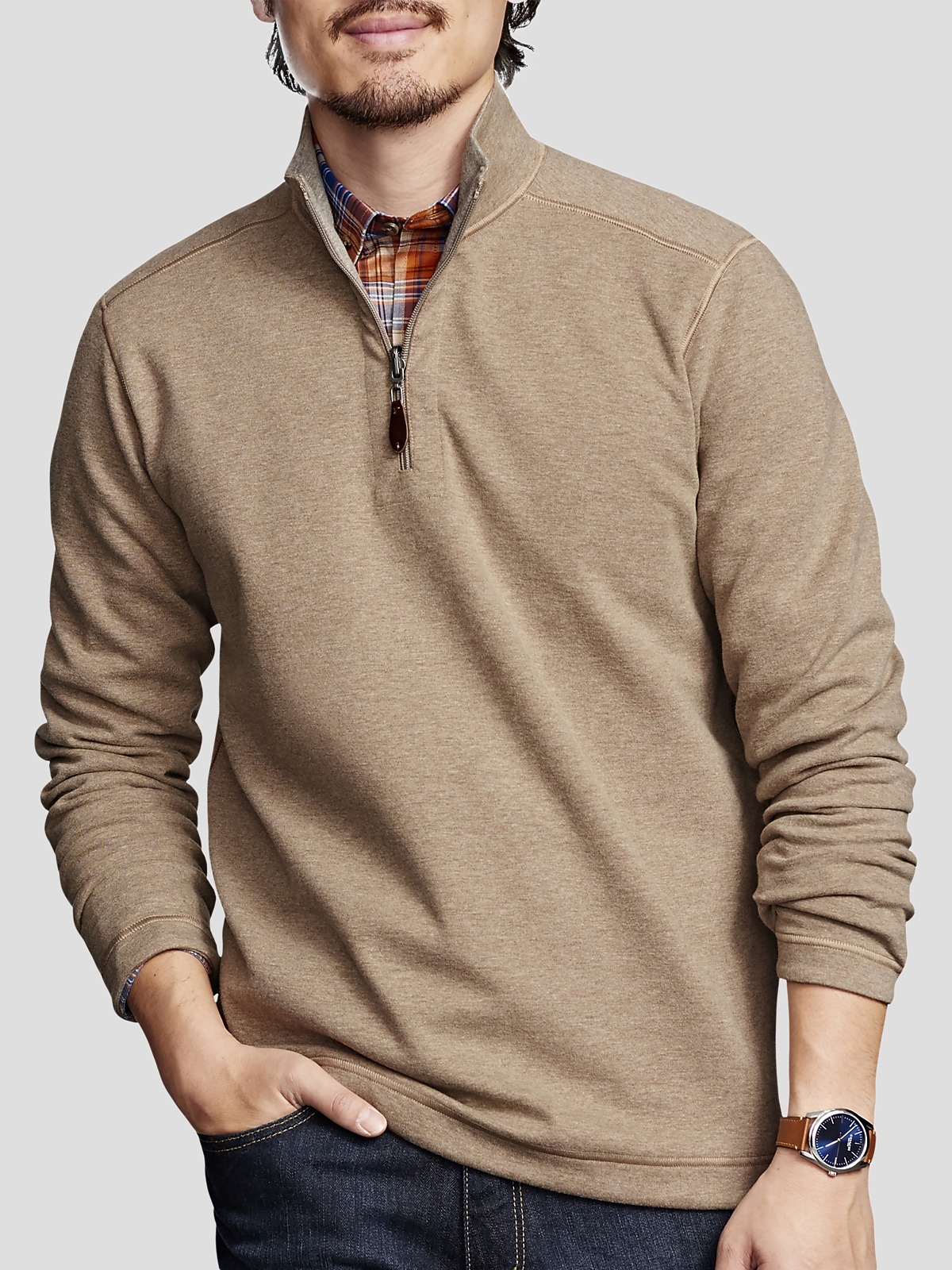 Johnston & Murphy Modern Fit 1/4Zip Reversible Sweater Sweaters