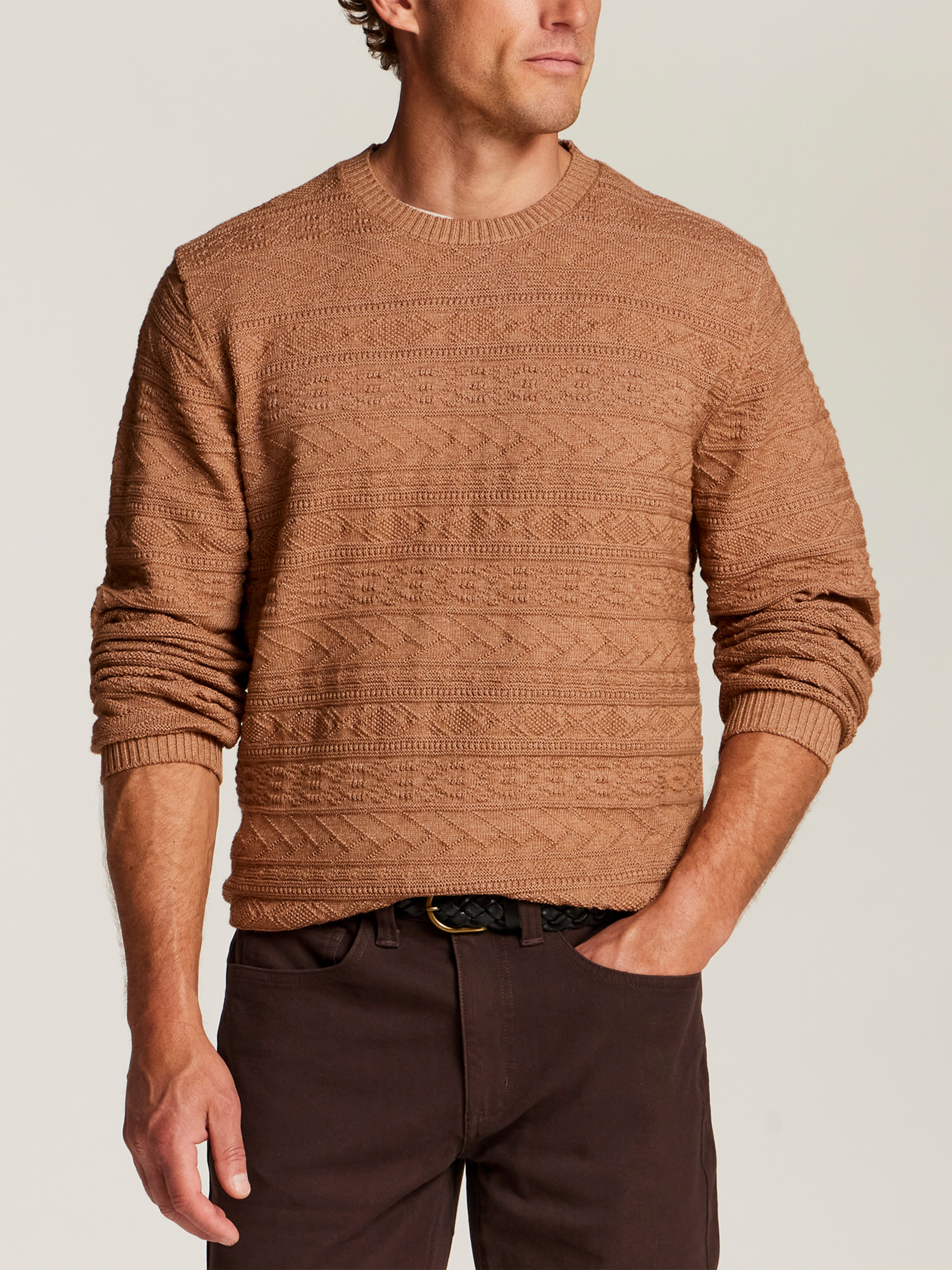 Textured Pattern Crewneck Sweater