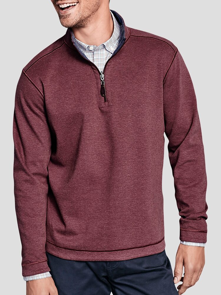  Mens Quarter Zip Pullover Solid 1/4 Zip Pullover