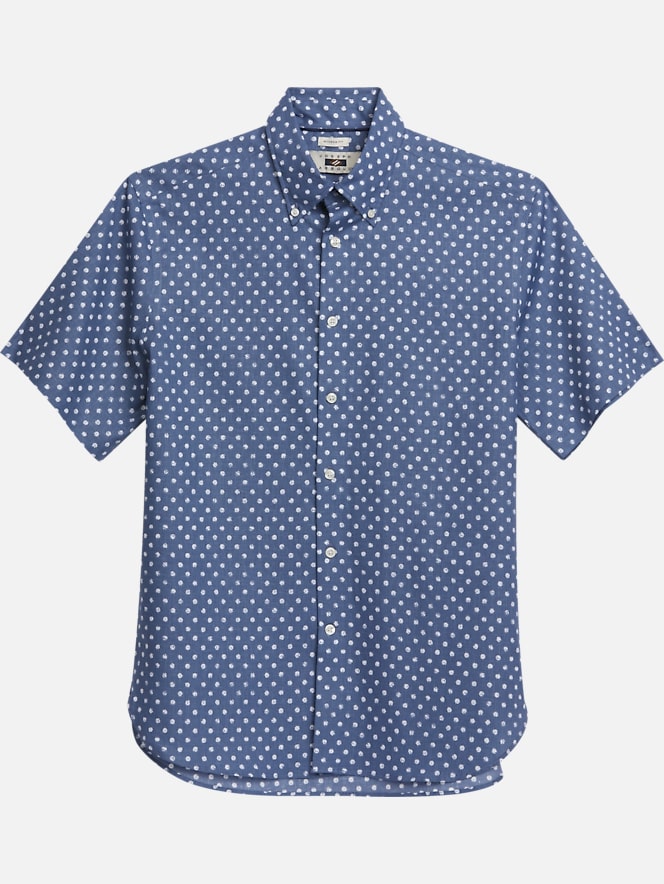 Joseph Abboud Modern Fit Linen Blend Sketched Polka Dot Sport Shirt ...