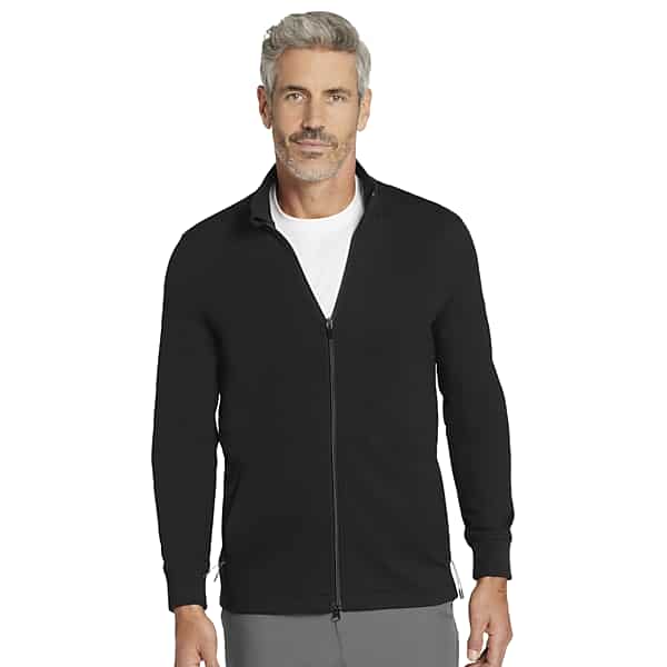Awearness Kenneth Cole Men's Slim Fit Full Zip Performance Sweater Black - Size: Large