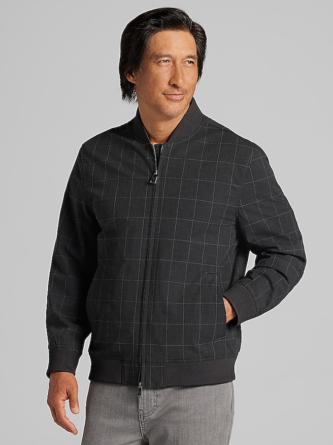 Awearness Kenneth Cole Big & Tall Men's Stretch Bomber Jacket , Charcoal / Gray