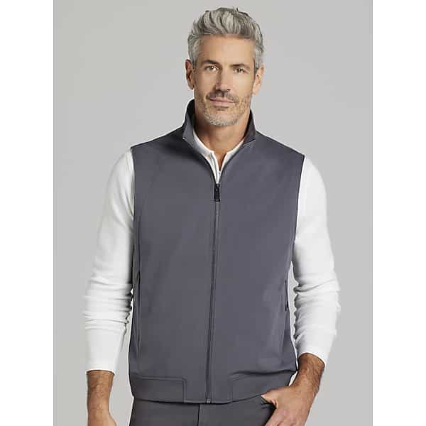 Awearness Kenneth Cole Men's Slim Fit Performance Full Zip Vest Med Grey - Size: Medium TMW6R2K20004