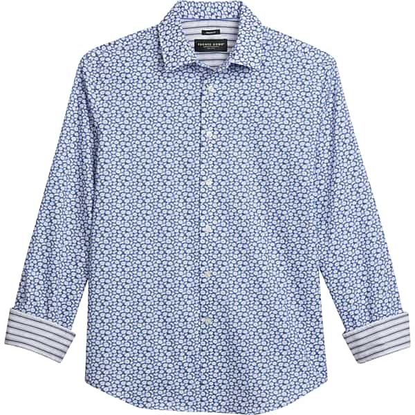 Pronto Uomo Big & Tall Men's Modern Fit Water Lilies Sport Shirt Blue - Size: 4X - Only Available at Men's Wearhouse