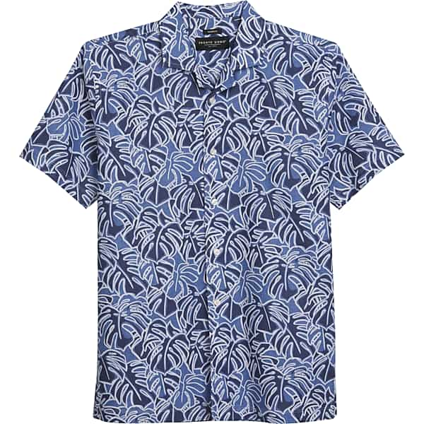 Pronto Uomo Big & Tall Men's Modern Fit Tropical Palms Camp Shirt Navy - Size: 4X - Only Available at Men's Wearhouse