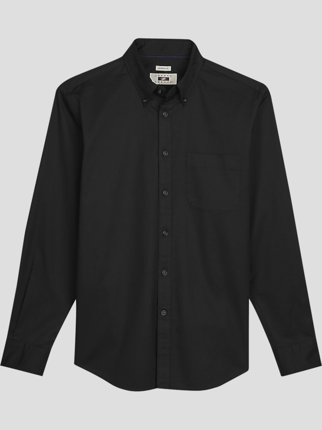 Joseph Abboud Men's Modern Fit Twill Button Up Shirt , Black