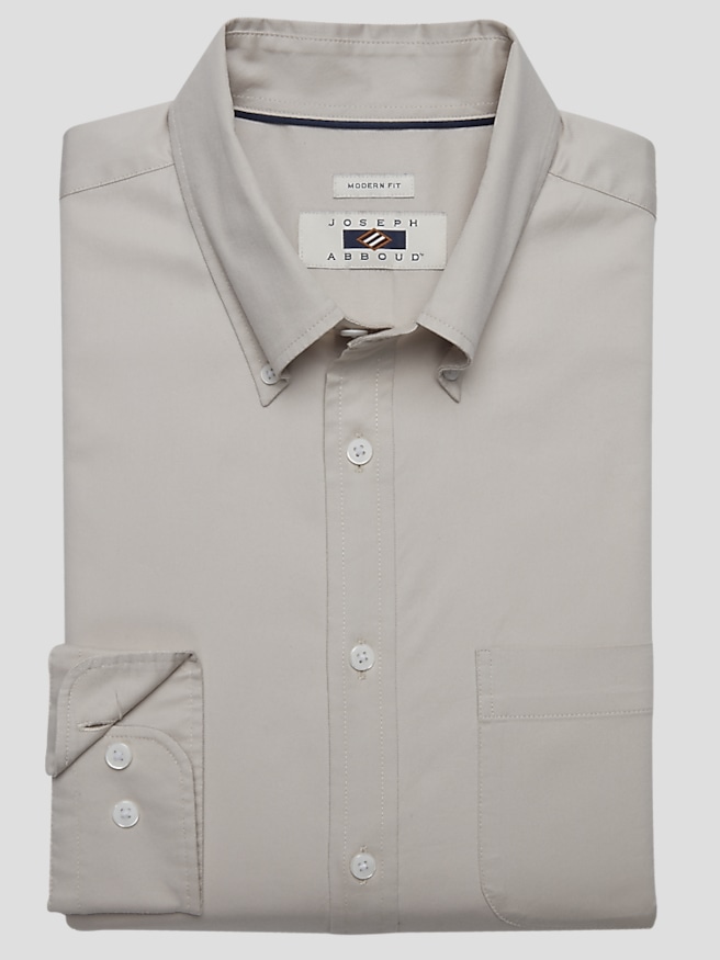 Joseph Abboud Men's Modern Fit Twill Button Up Shirt , Tan