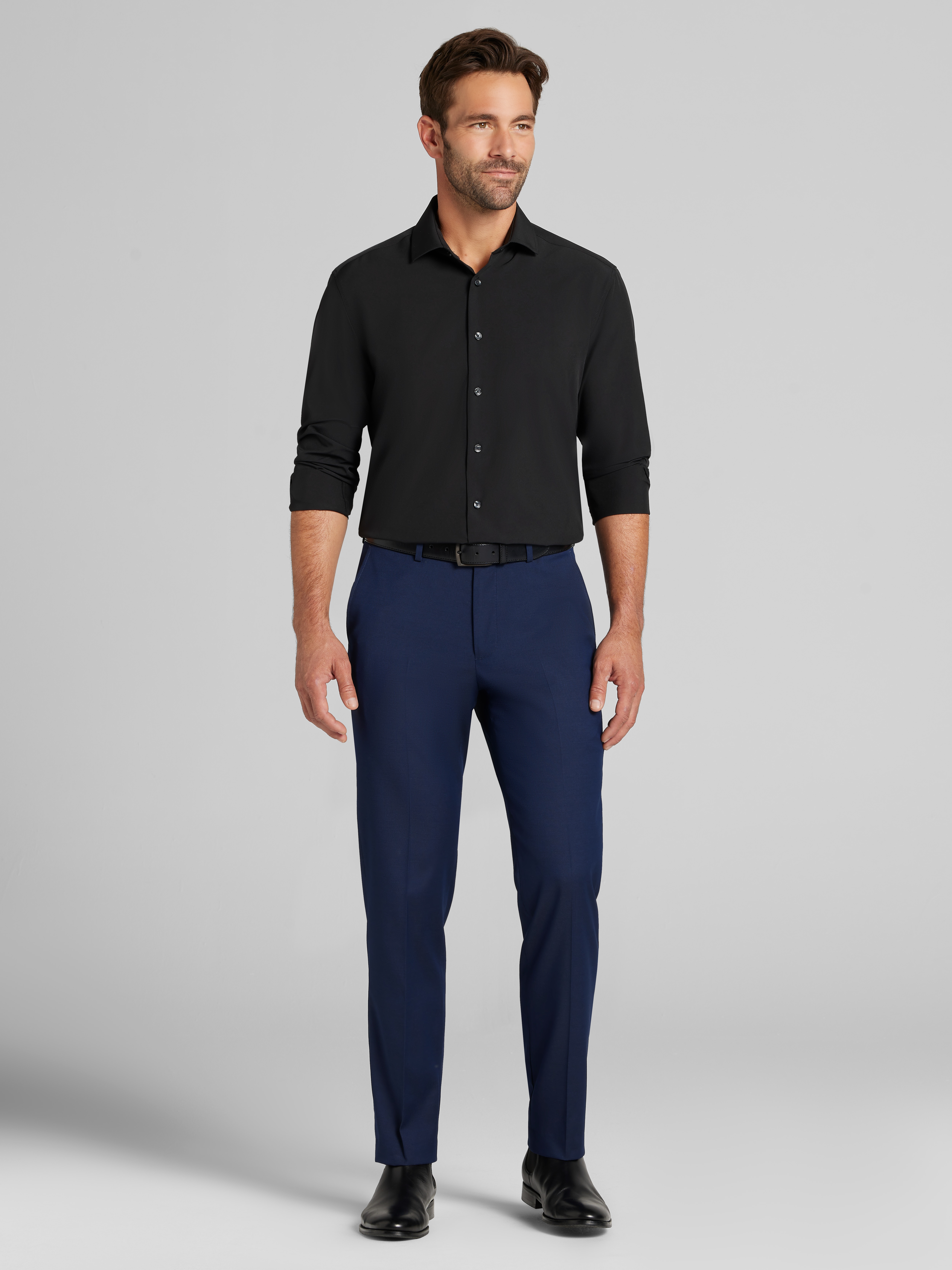 Modern Fit Performance 4-Way Stretch Button Up Shirt