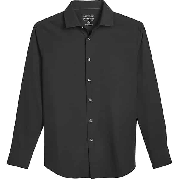 Awearness Kenneth Cole Men's Modern Fit Performance 4-Way Stretch Button Up Shirt Black - Size: Large