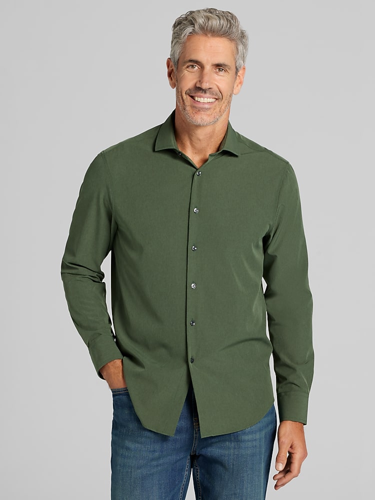 green emerald velvet dress Men's Olive Linen Shirt Size M by Thursday Boot Company