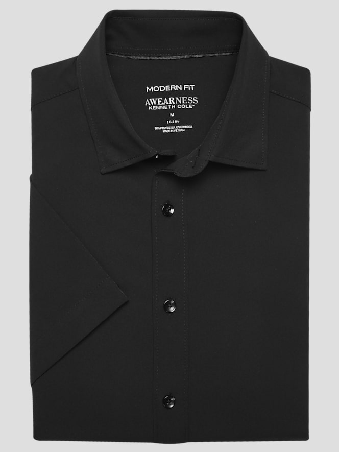 Awearness Kenneth Cole CHILLFLEX Modern Fit Short Sleeve 4-Way Stretch Button Up Shirt