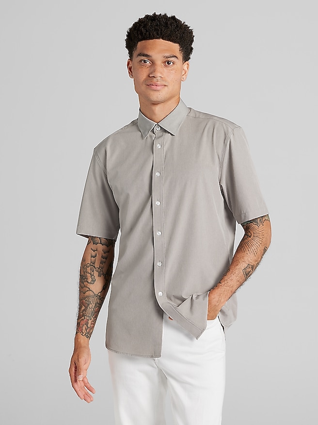 Awearness Kenneth Cole Big & Tall Men's Modern Fit Performance 4-Way Stretch Button Up Shirt , Grey / Gray