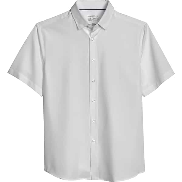Awearness Kenneth Cole Men's CHILLFLEX Modern Fit Short Sleeve 4-Way Stretch Button Up Shirt White - Size: Medium
