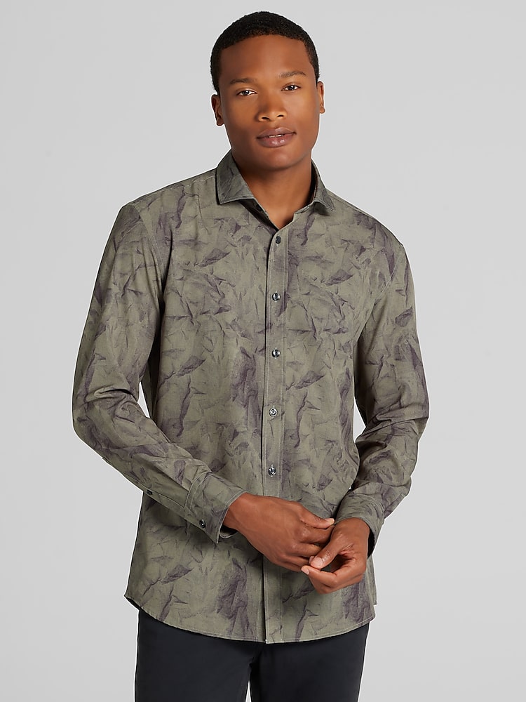 slim fit green dress shirt Marquis Slim Fit Dress Shirt Forest Green Cotton/Poly 16/16.5-34/35 Men's Button-Down Easy Care Wrinkle Resistant