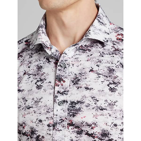 Awearness Kenneth Cole Men's CHILLFLEX Slim Fit 4-Way Stretch Button Up Shirt Red - Size: Small