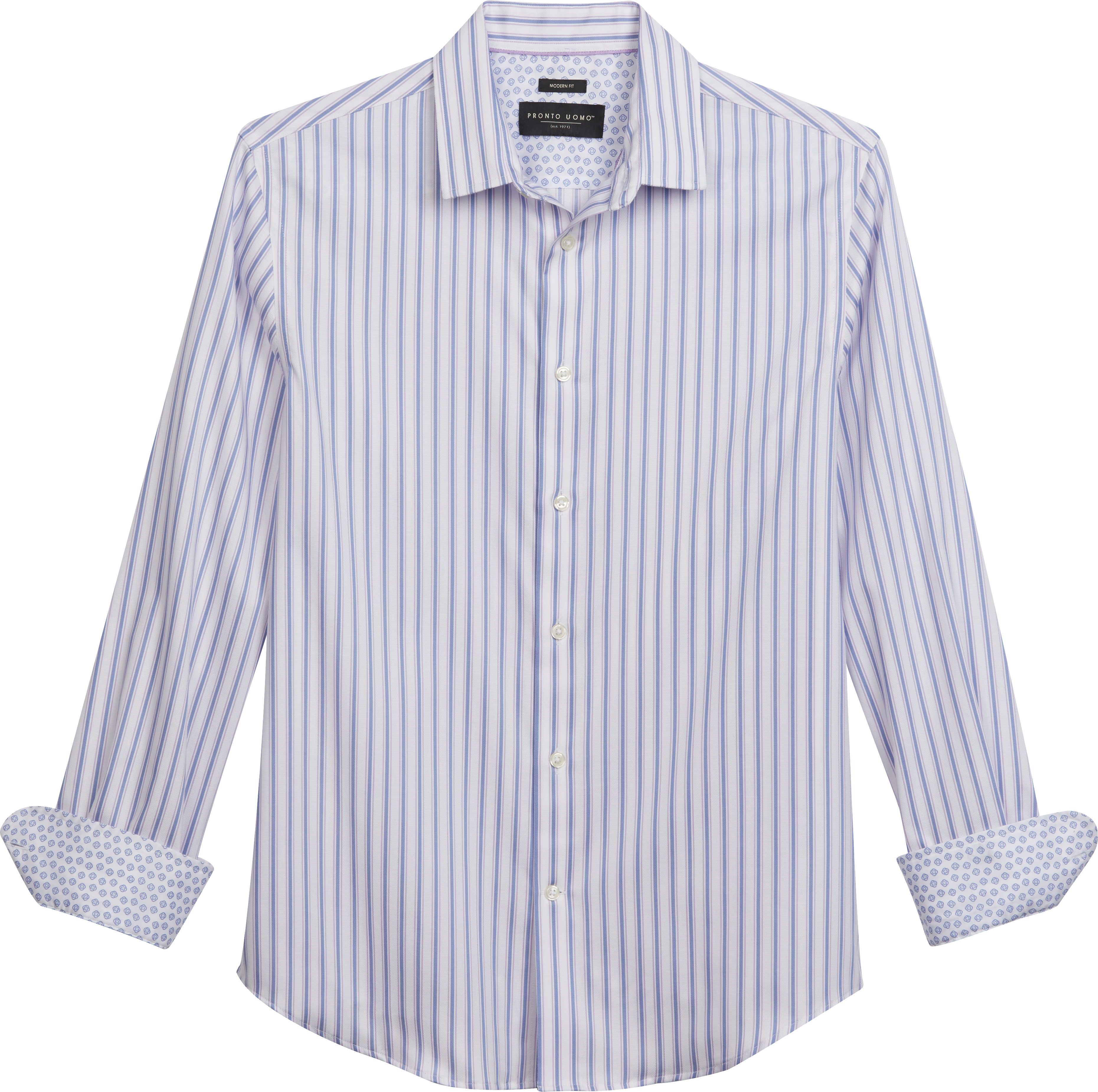 Modern Fit Stripe Button Up Shirt
