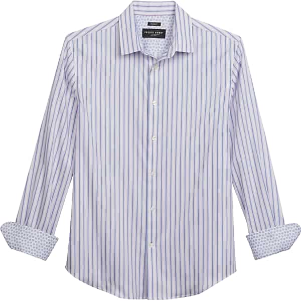 Pronto Uomo Men's Modern Fit Stripe Button Up Shirt Lavender - Size: XL - Only Available at Men's Wearhouse TMW6RC840016