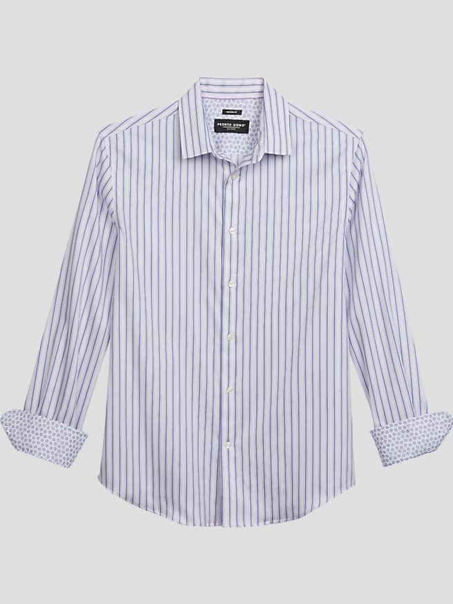 Pronto Uomo Men's Modern Fit Stripe Button Up Shirt , Lavender / Purple