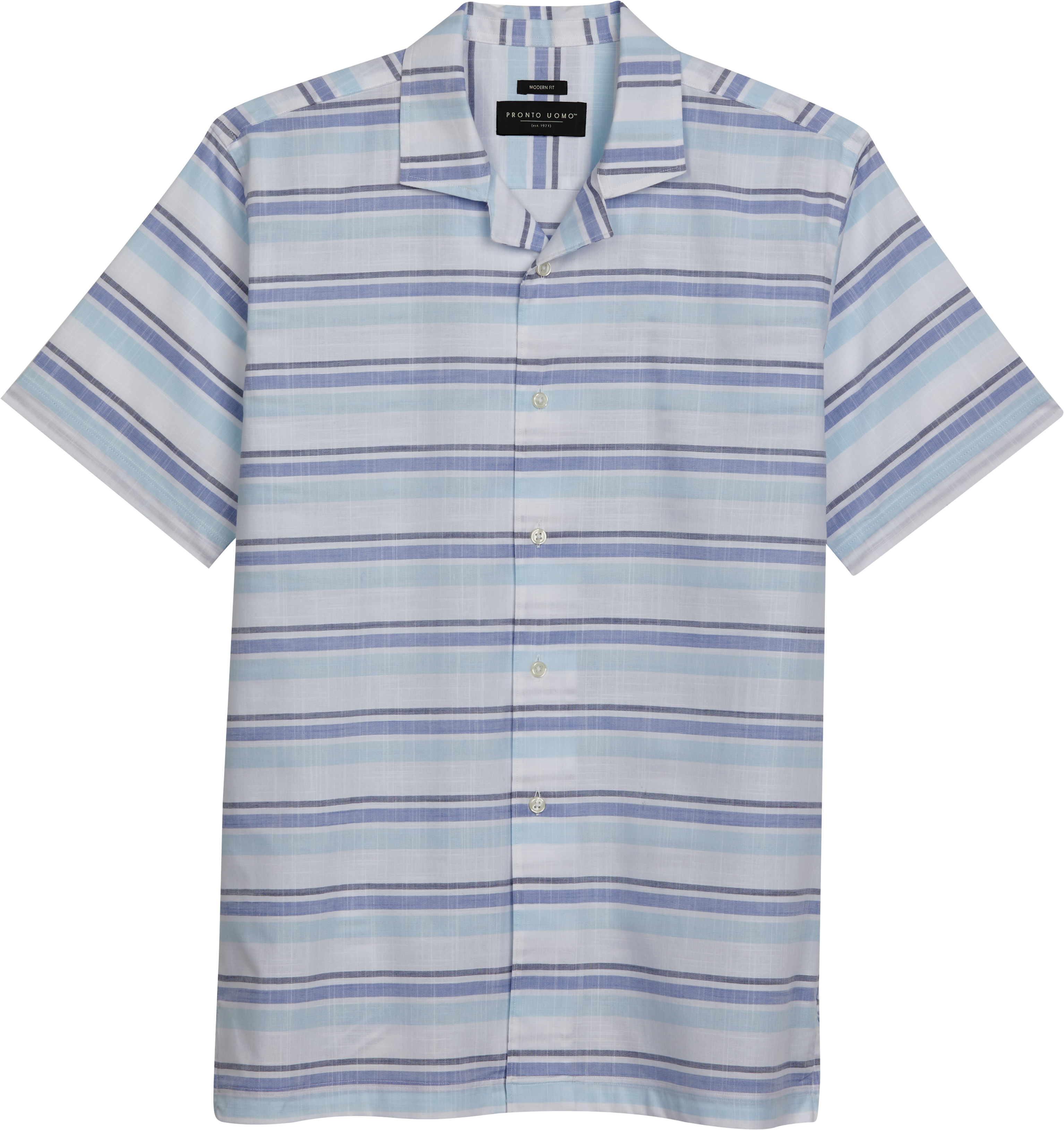 Modern Fit Horizontal Stripe Camp Shirt