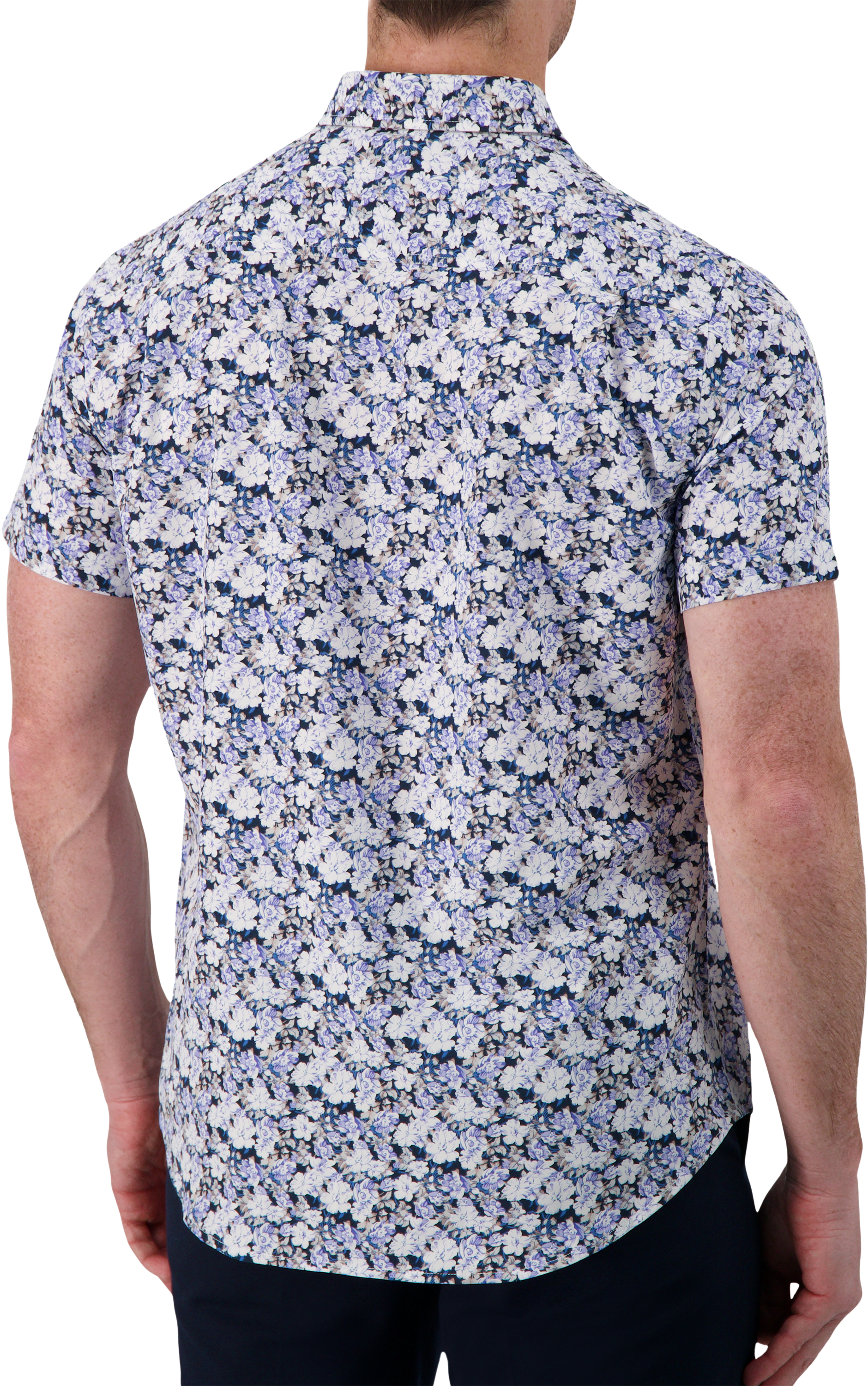 Modern Fit Tropical Floral Performance 4-Way Stretch Short Sleeve Sport Shirt