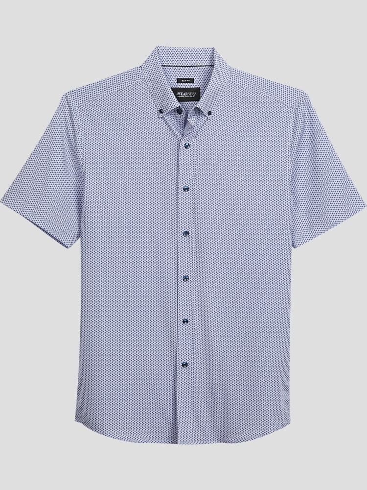 Awearness Kenneth Cole Slim Fit Micro Floral Performance 4 Way Stretch Short Sleeve Sport Shirt Sport Shirts Men s Wearhouse