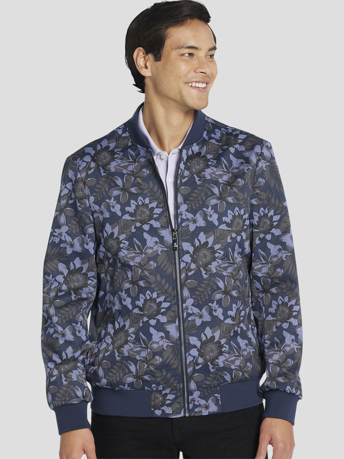 Paisley Gray Slim Fit Floral Bomber Jacket Soft Jackets Men s Wearhouse