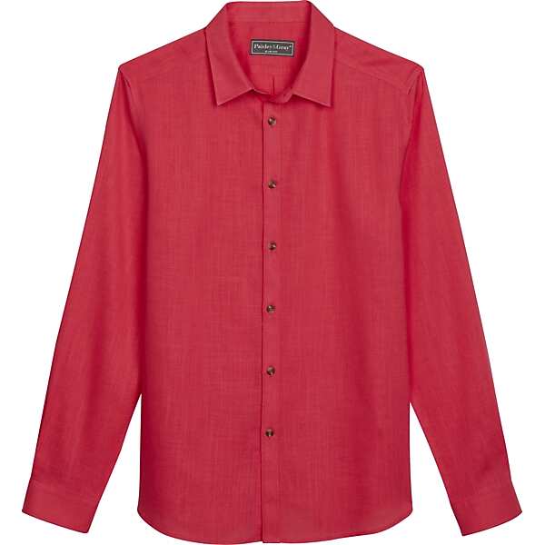 Paisley & Gray Big & Tall Men's Slim Fit Linen Blend Sport Shirt Hot Pink - Size: 2XLT