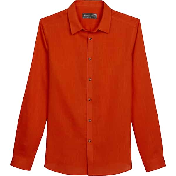 Paisley & Gray Big & Tall Men's Slim Fit Linen Blend Sport Shirt Orange - Size: 3X