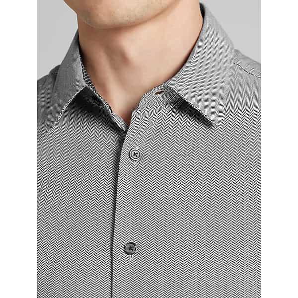 Joseph Abboud Men's Modern Fit Comfort Stretch Hybrid Button Up Shirt Black - Size: Small