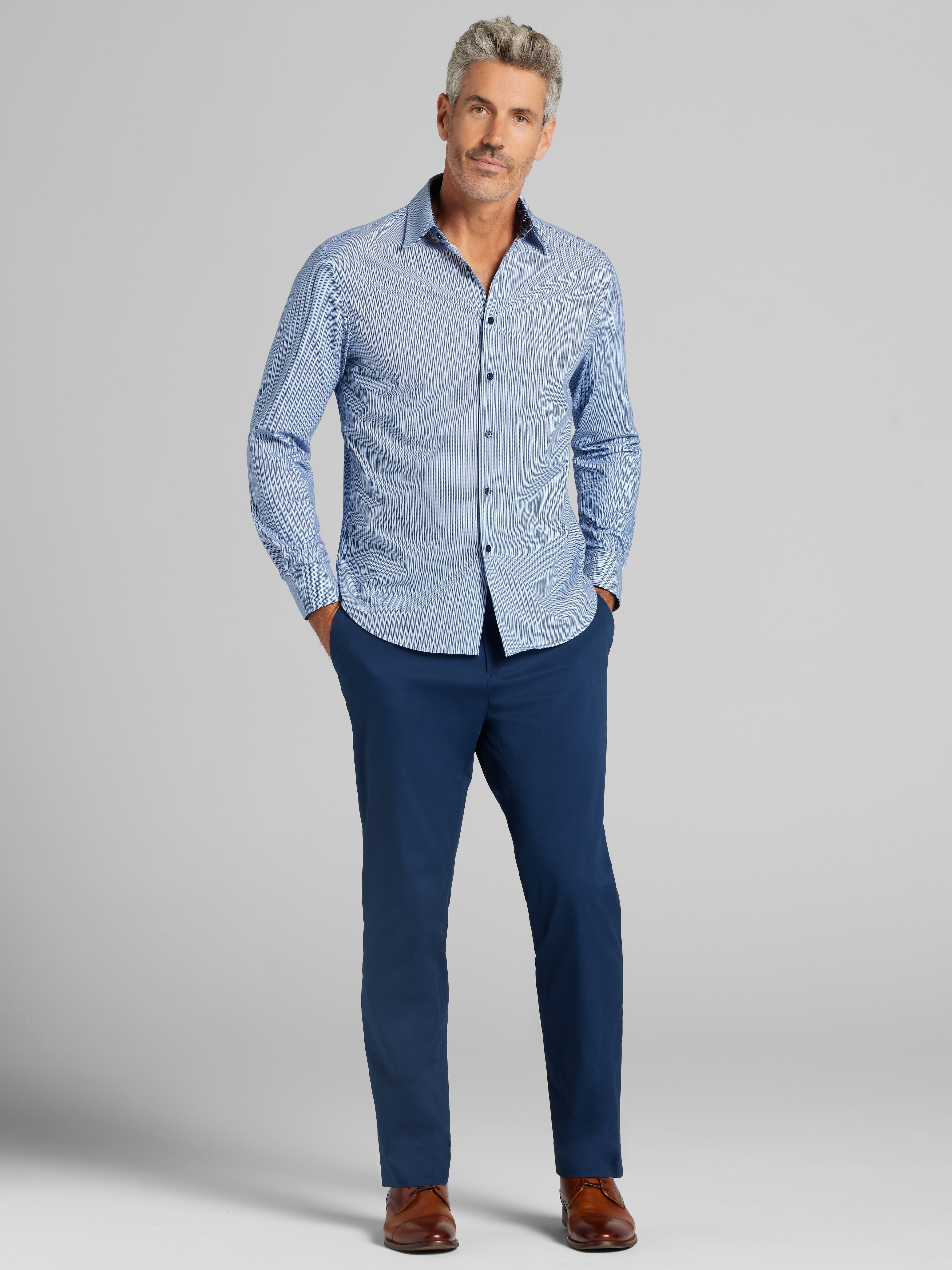 Modern Fit Comfort Stretch Hybrid Button Up Shirt